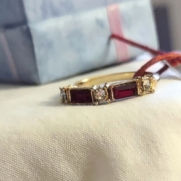 Natural Dark Garnet Thin Band Ring - Picture 5 of 16